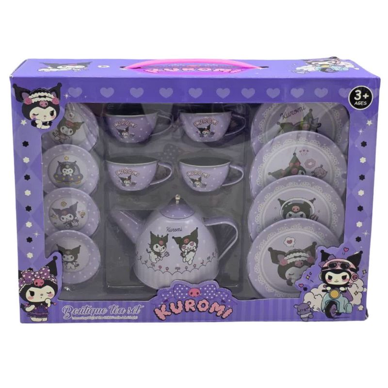 ست چایخوری فلزی ناب سل مدل boutique tea set kuromi مجموعه 15 عددی به همراه جاسوییچی